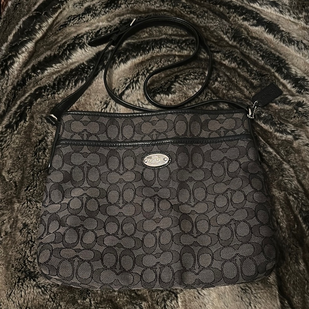 Coach Black Crossbody Bag with Iconic Monogram EUC